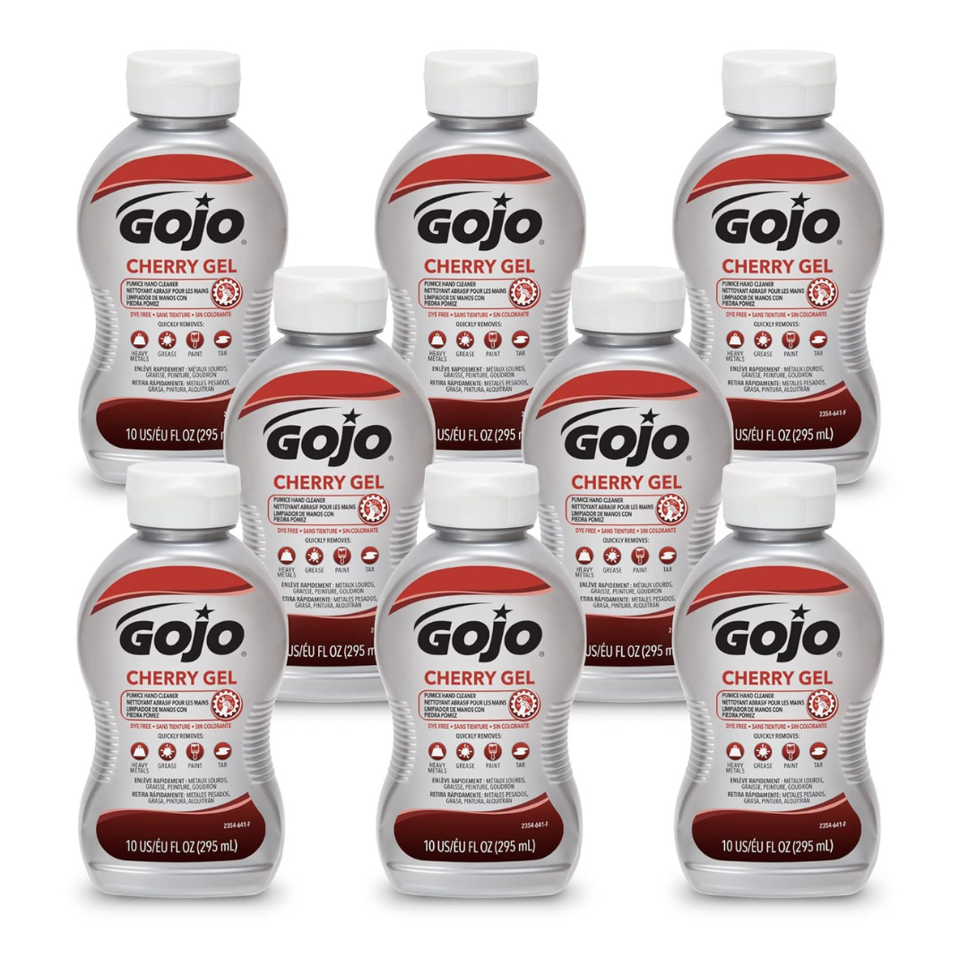 8-Pack 10 Fl Oz GOJO Cherry Gel Pumice Hand Cleaner