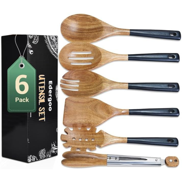 6-Piece Wood Non-Stick Cooking Utensils Set