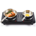 1500W Elite Gourmet Countertop Electric Double Cast Iron Burners