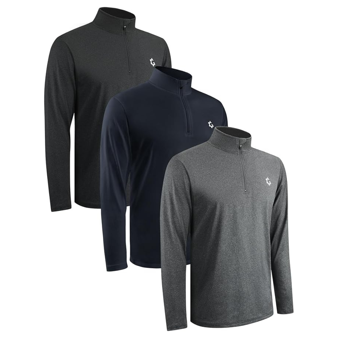 3-Pack Men's Quarter 1/4 Zip Pullover Dry Fit Sweatshirts