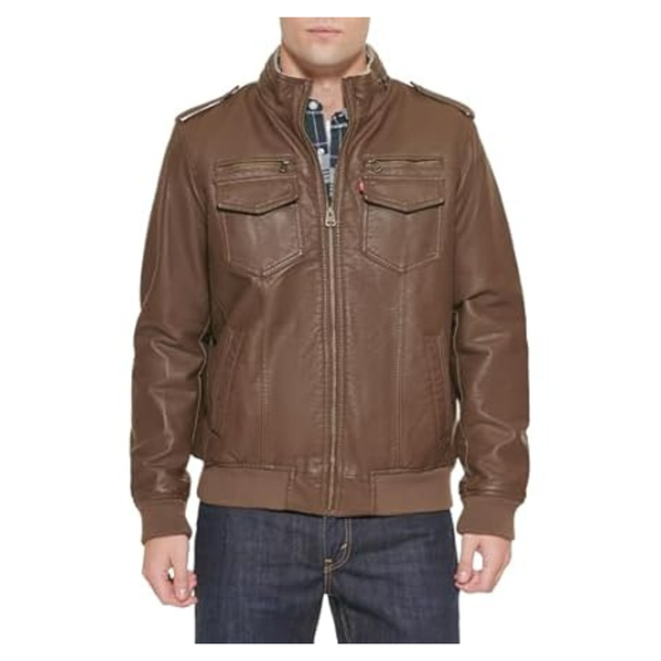 Levi's Men's Sherpa Aviator Bomber Faux Leather Jacket
