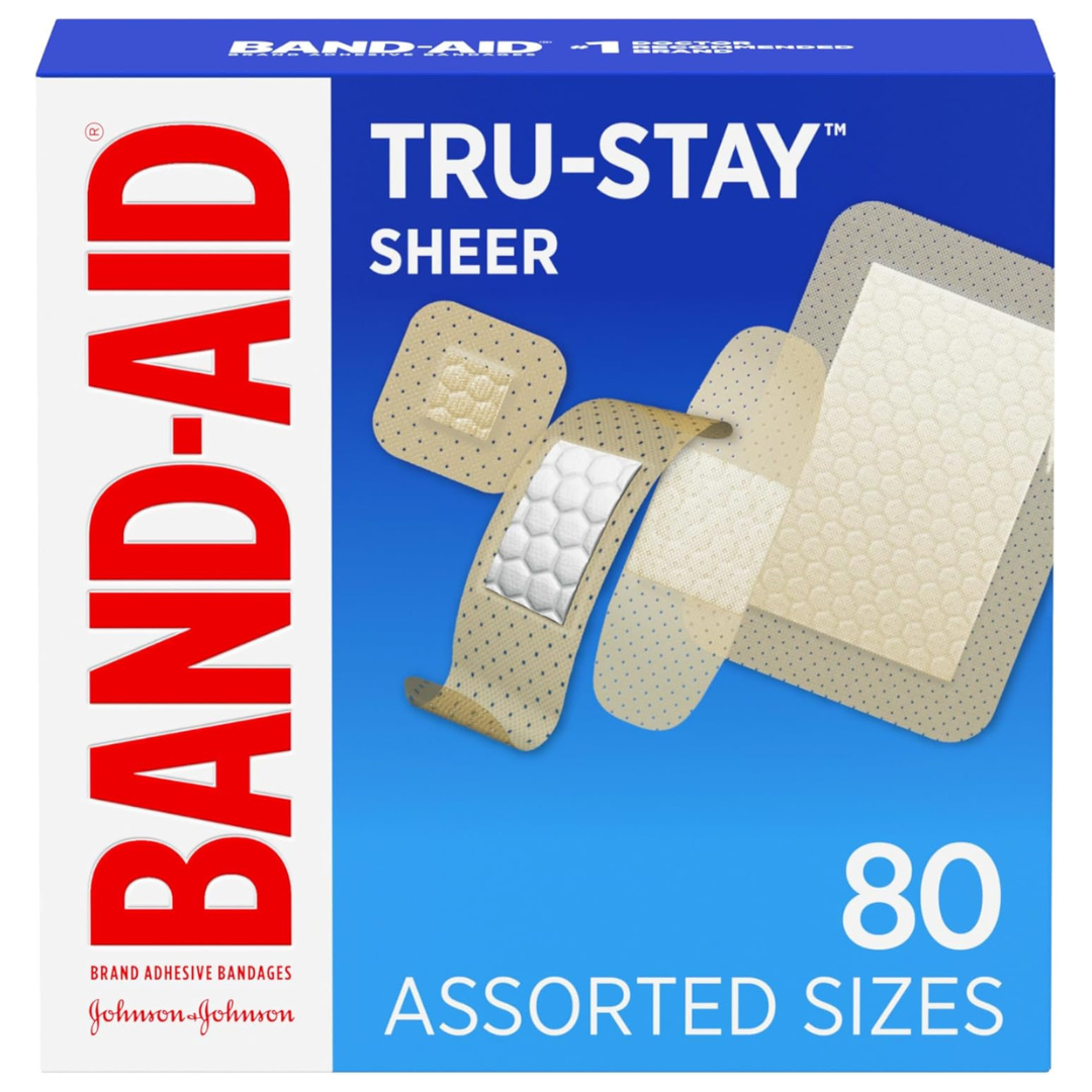 80-Count Band-Aid Brand Tru-Stay Sheer Strips Adhesive Bandages