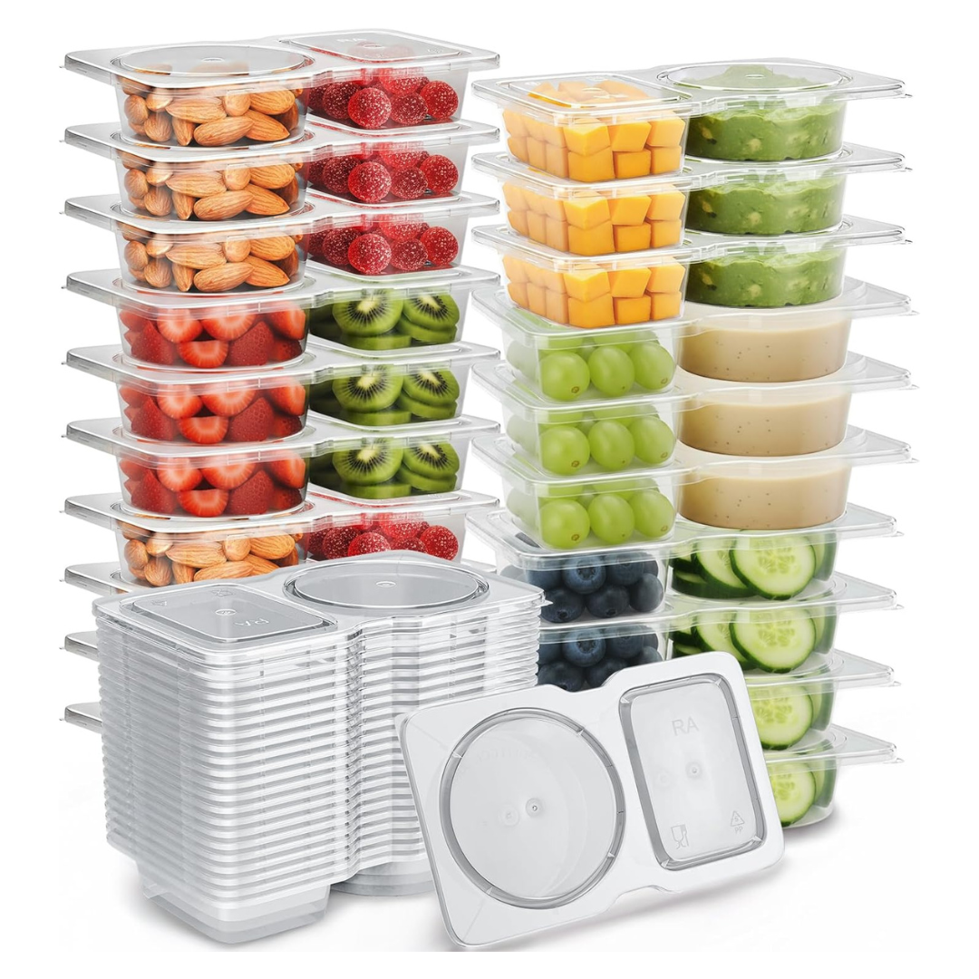 20-Pack 4.4-Oz 2-Compartment Snack Containers With Lid