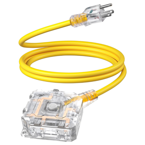 6FT Outdoor Extension Cord With 6 Outlets & On/Off Switch