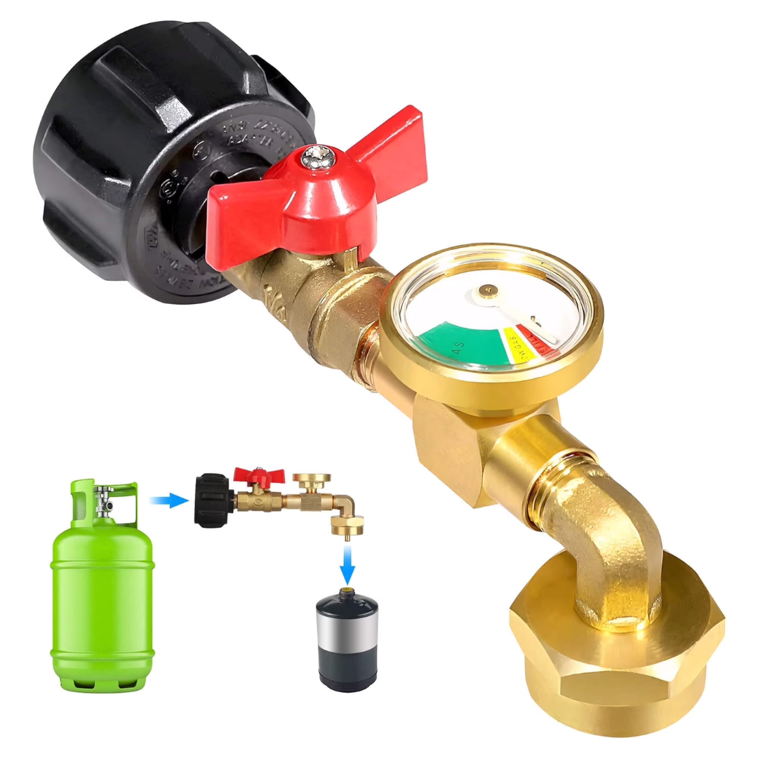 Fixdono Propane Refill Adapter With Valve & Gauge