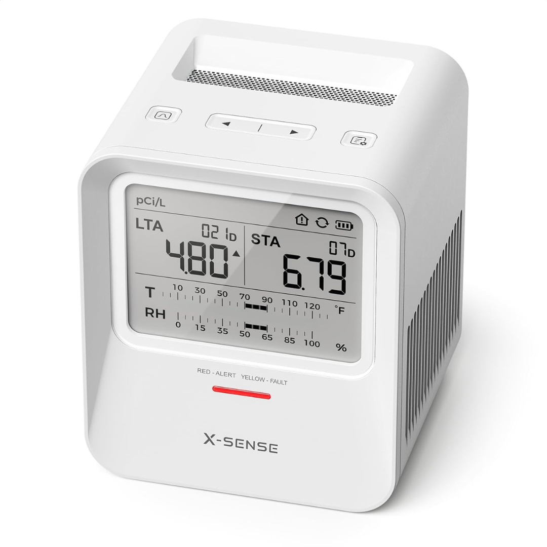 X-Sense Radon Audible & Visual Alerts One-Touch Reset Detector
