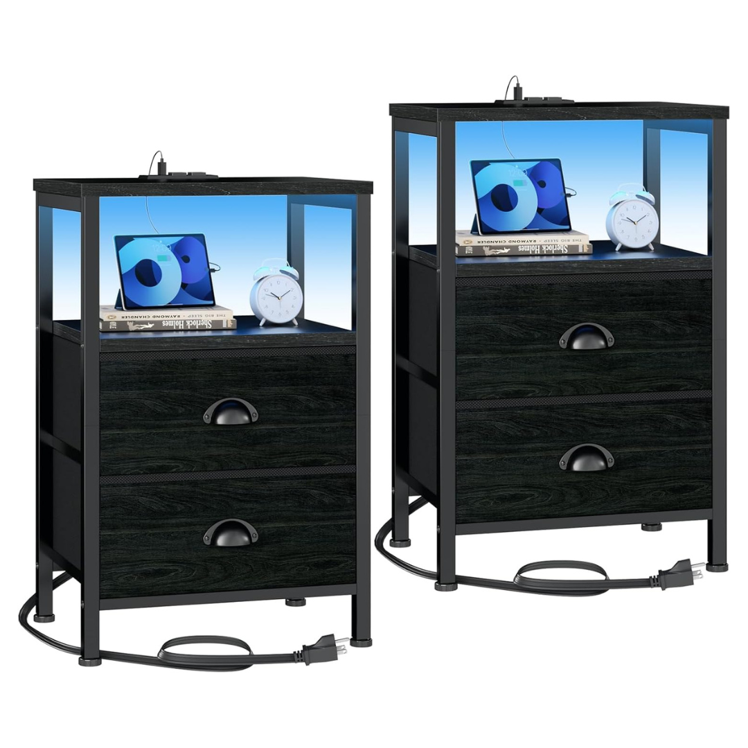 Set of 2 Furologee End Tables With Charging Station