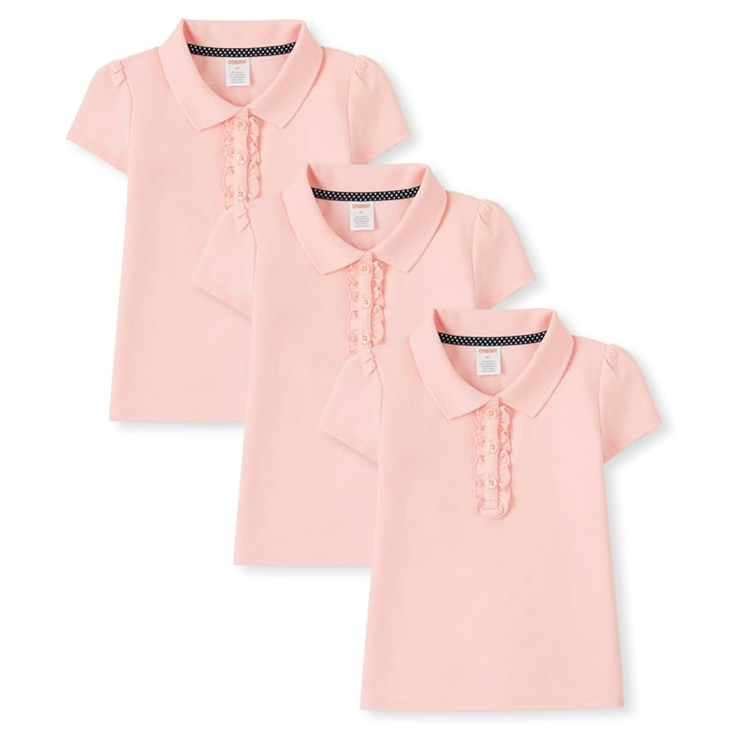 3-Pack Gymboree Girls And Toddler Short Sleeve Ruffle Polo Shirt