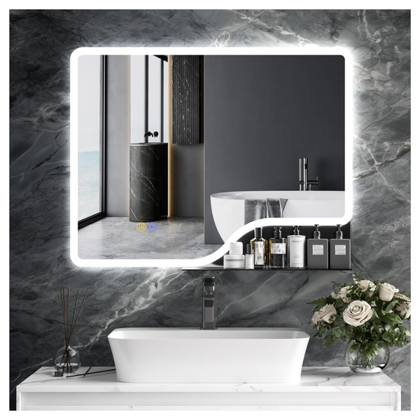 36" x 28" LED Wall-Mounted Backlit Bathroom Mirror With Shelf