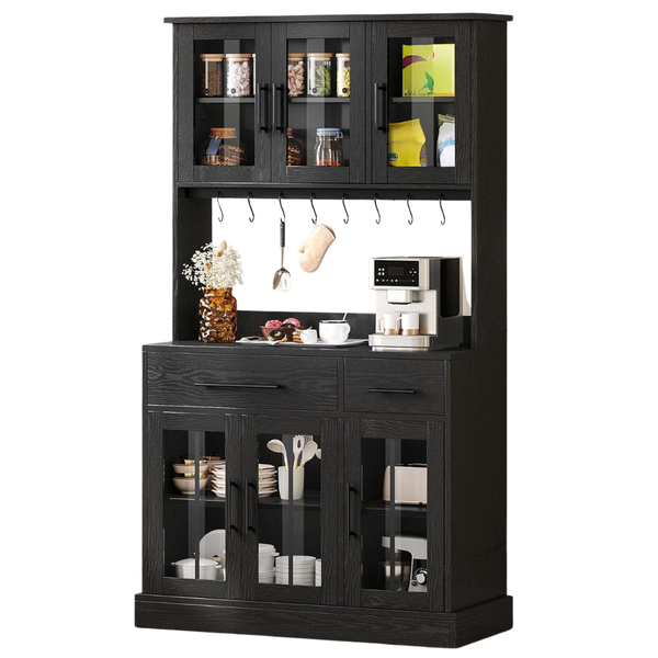 71'' Kitchen Pantry Storage Cabinet With Microwave Stand