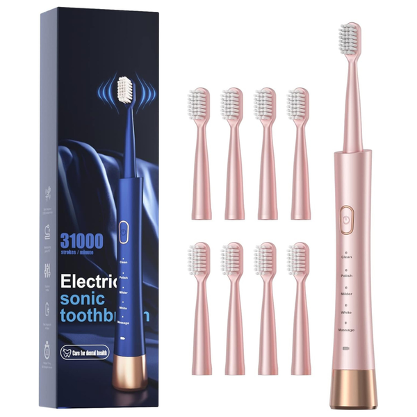 USB Rechargeable Sonic Toothbrush With 8 Brush Heads
