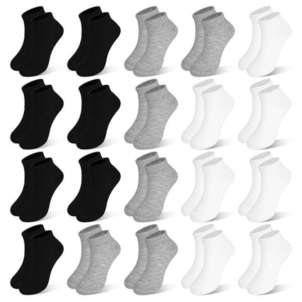 20-Pairs Kids Low-Cut Athletic Ankle Socks