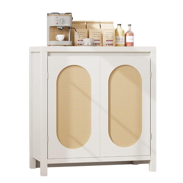 30.1'' Buffet 2-Door White Wooden Sideboard Cabinet