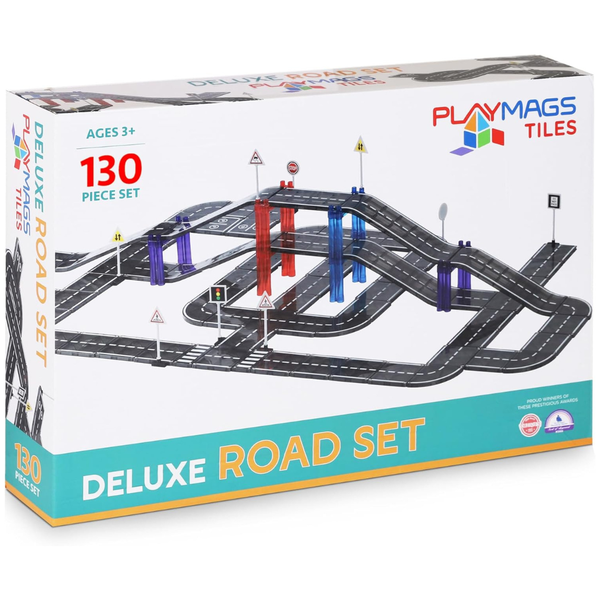130-Pieces Playmags Magnetic Tiles Road Set For Kids