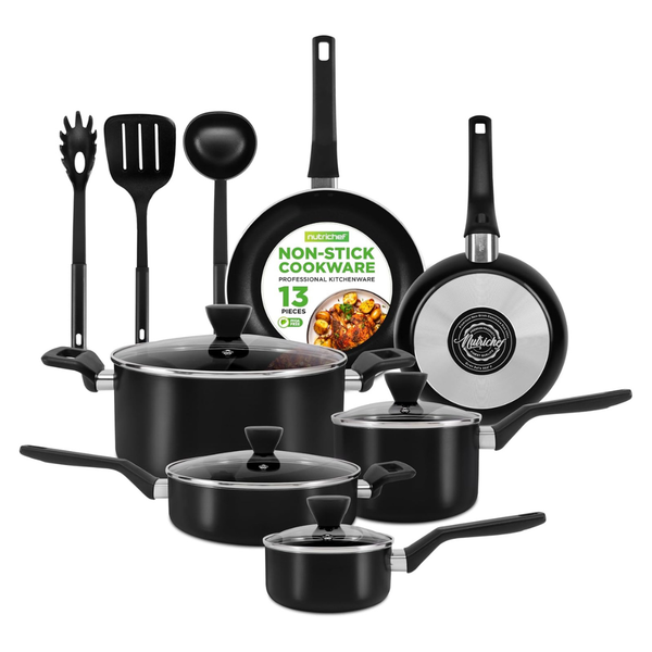 13-Piece NutriChef Nonstick Cookware Set With Pans Pots And Lids