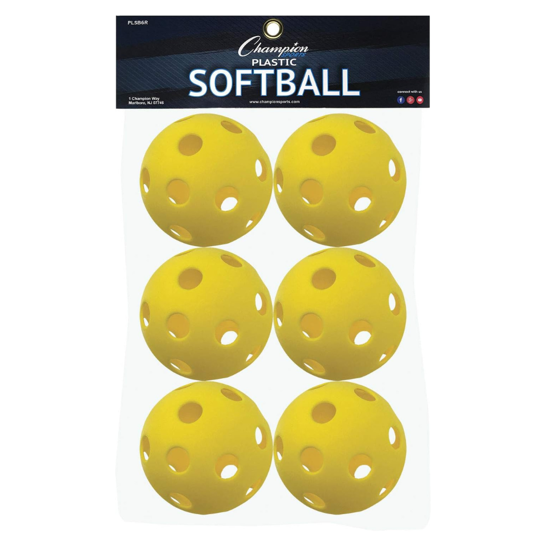 Set Of 6 Champion Sports 12" Hollow Plastic Softball Set