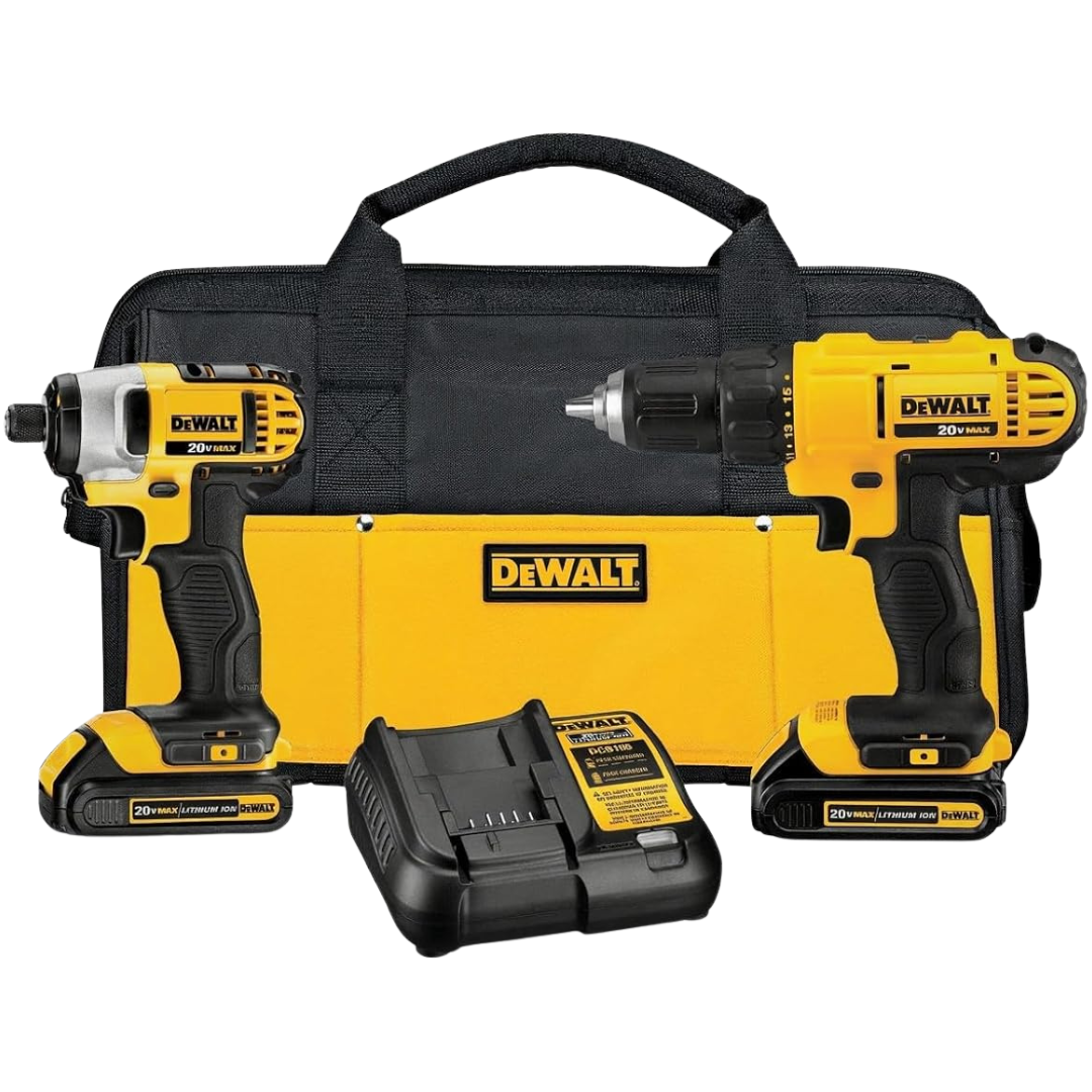 Dewalt 20V Cordless Drill & Impact Driver W/2 Batteries