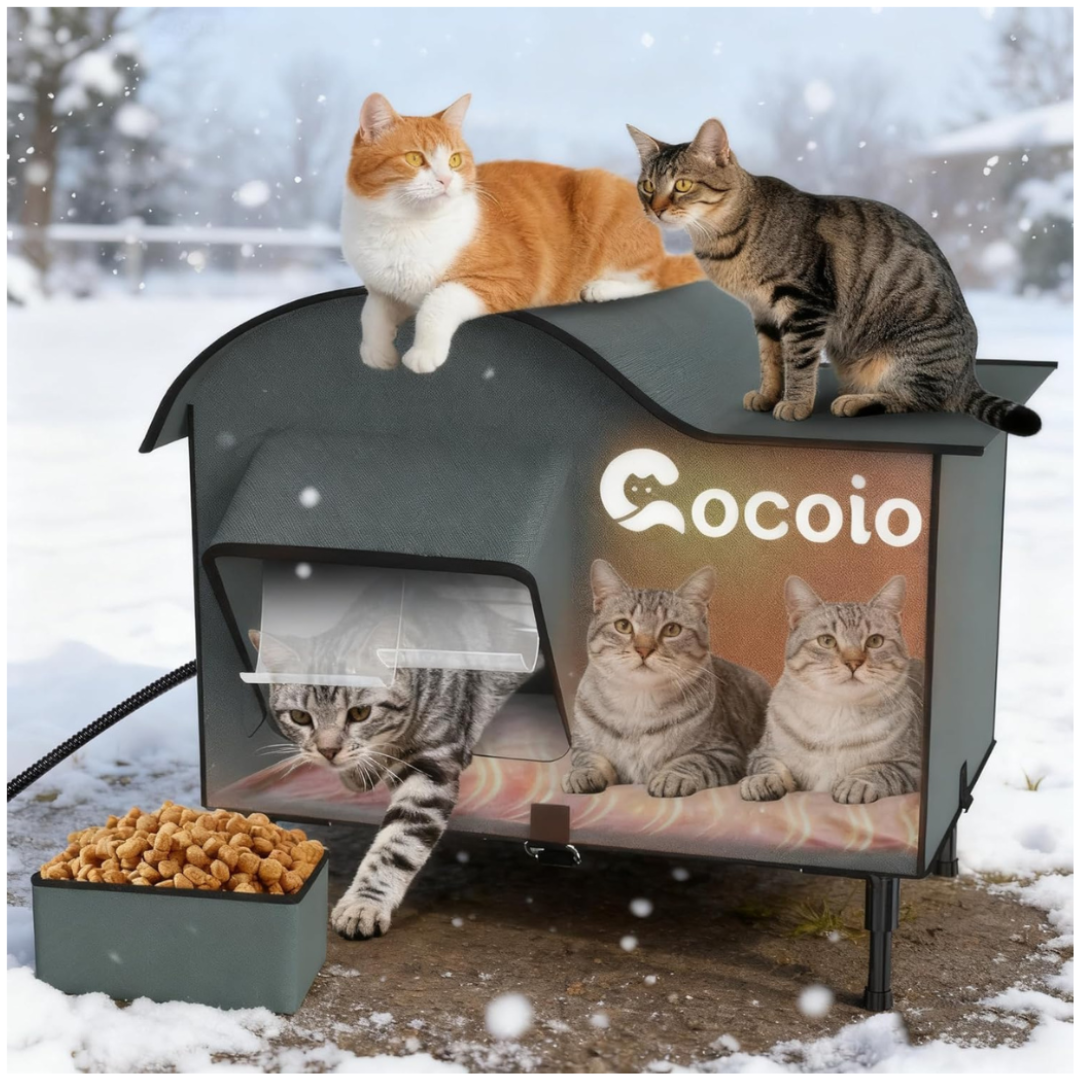 Extra-Large Weatherproof Insulated Heated Outdoor Cat House