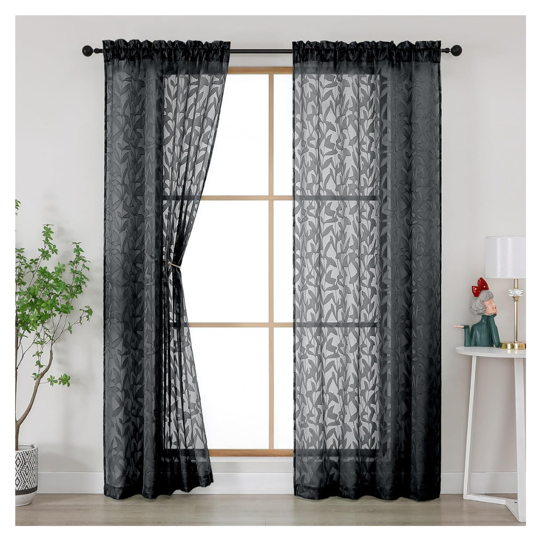 2-Panels 42" x 84" Long Gwine Light Filtering Sheer Curtains Set