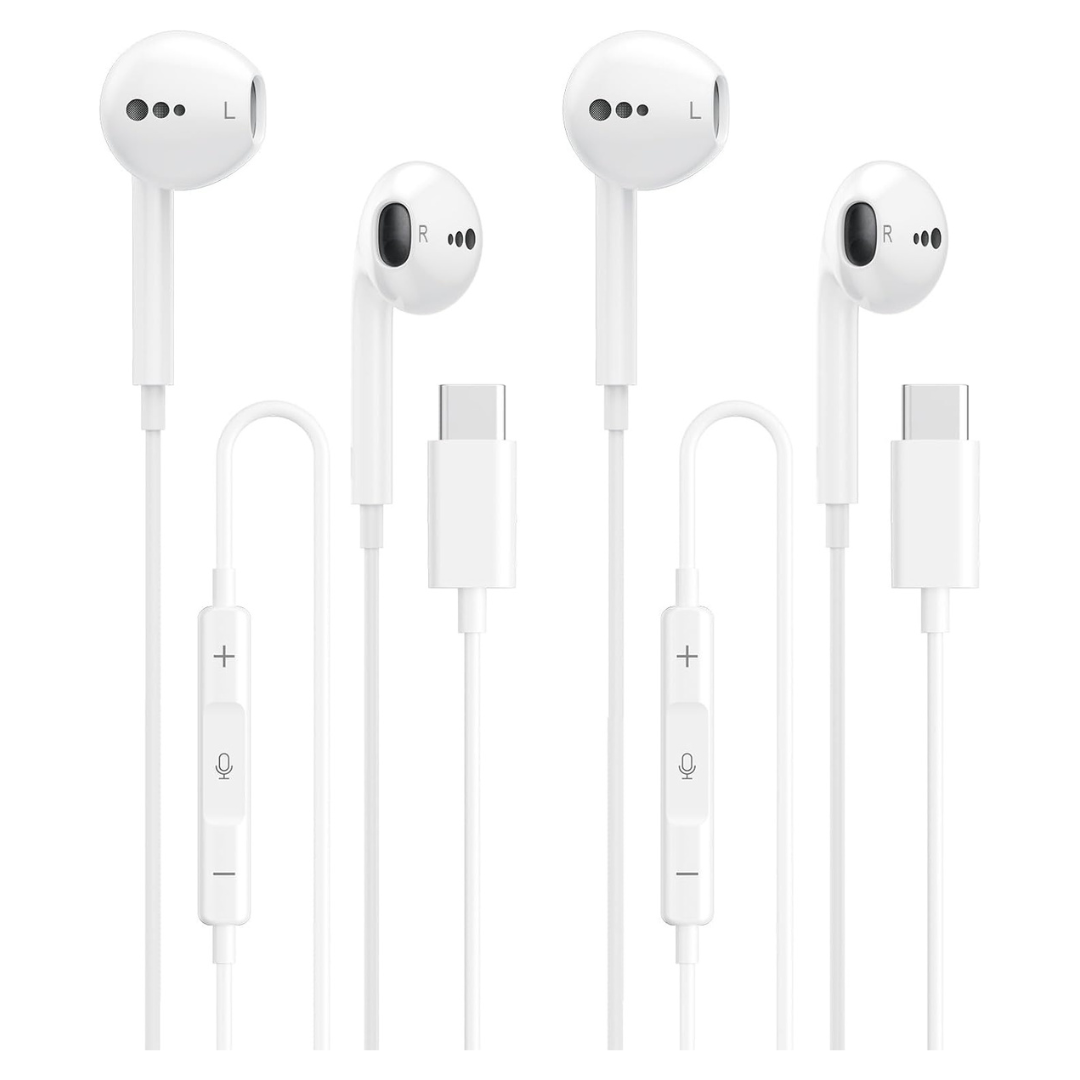 2-Pack USB-C Wired Headphones W/ Microphone & Volume Control