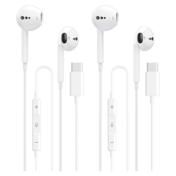 2-Pack USB-C Wired Headphones W/ Microphone & Volume Control