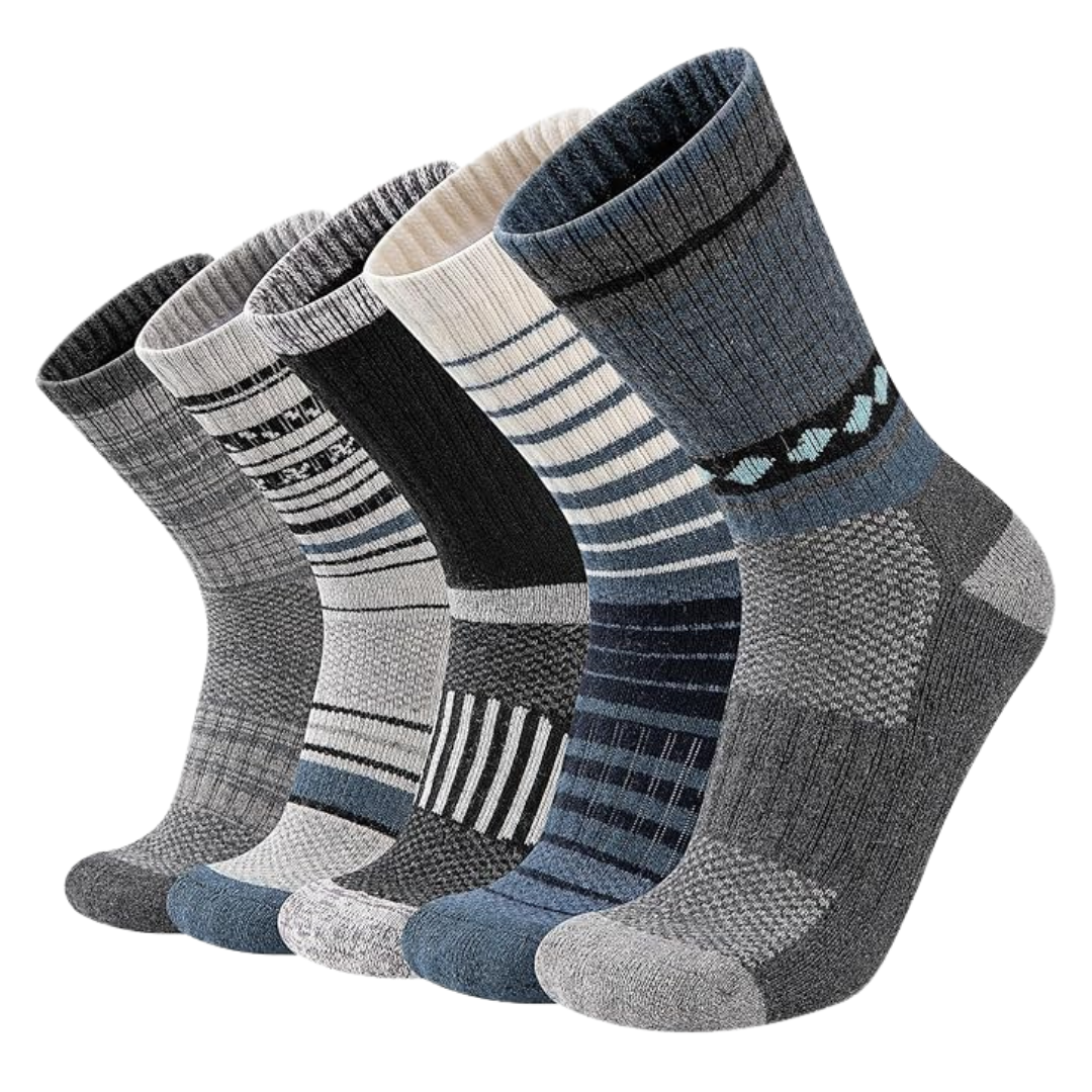 Mens 5-Pairs Merino Thermal Crew Socks