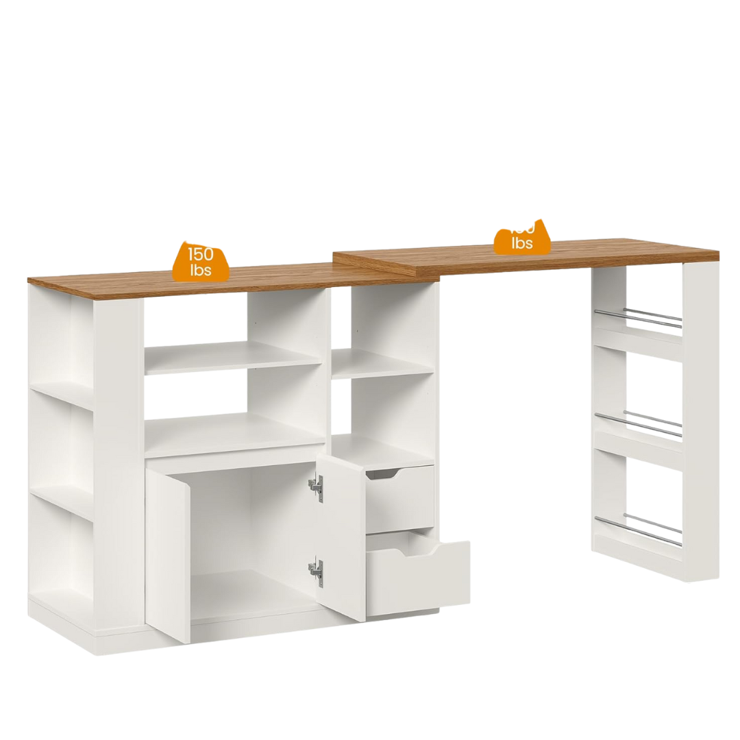 75.8'' Kitchen Island With Extendable Table