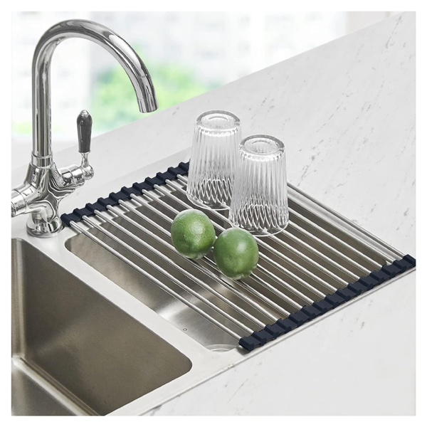 17.5" x 11.8" Seropy Kitchen Stainless Steel Roll Up Dish Over The Sink Drying Rack