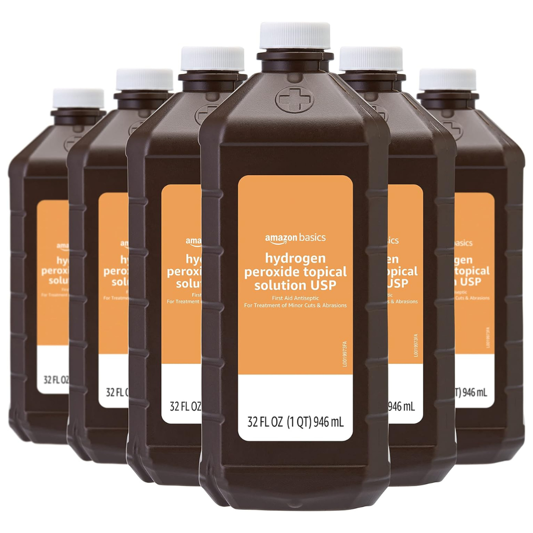6-Pack 32 Fl Oz Amazon Basics Hydrogen Peroxide Topical Solution USP