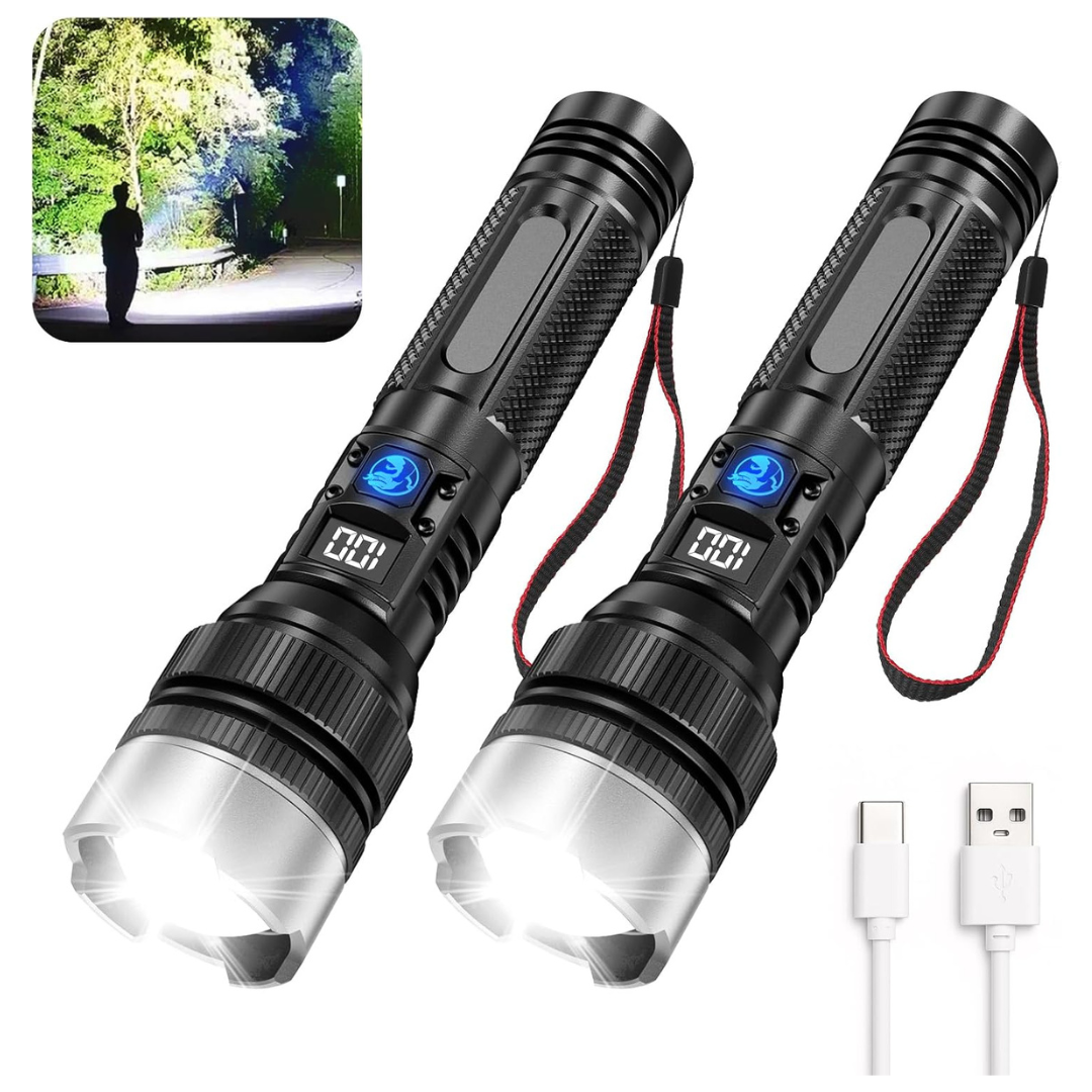 2-Pack 10000 Lumens 3 Modes Flashlight