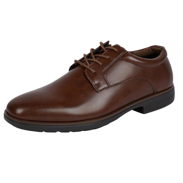 QIY Men's Brown Oxford Lace Up Formal Dress Shoes