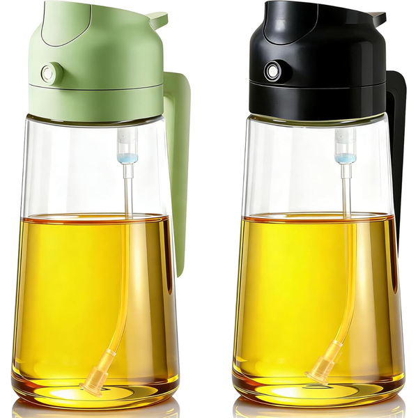 2-Pack 2-in-1 Oil Mister & Dispenser Bottle Kitchen Gadgets Accessories