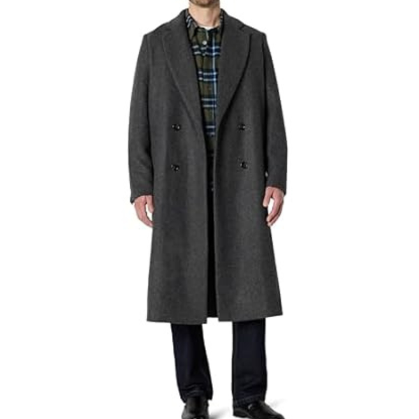Amazon Essentials Men's Double Breasted Longline Topcoat