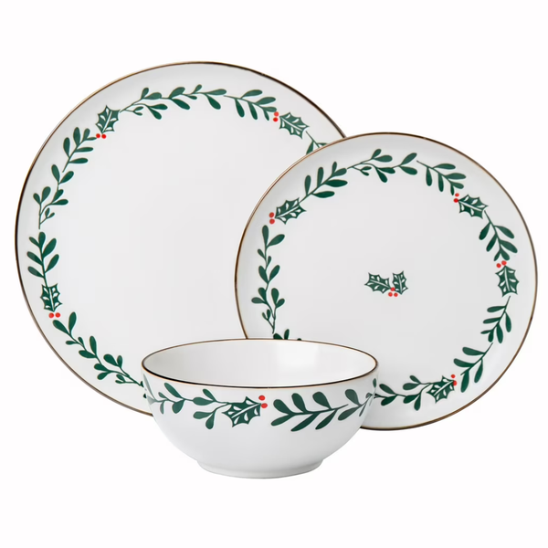 12-Piece Holiday Time Ceramic Dinnerware Set