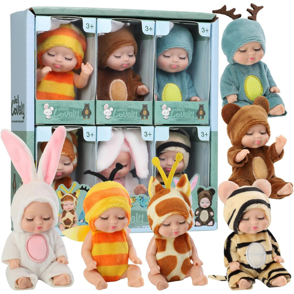 6-Piece Realistic Reborn Classic Edition 4" Mini Baby Dolls Set