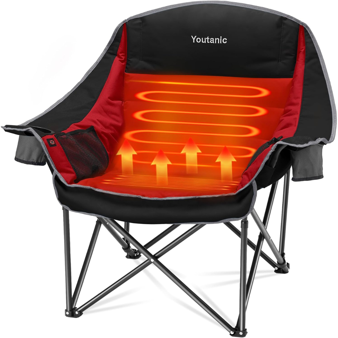 3 Heat Levels Oversized Padded Lawn Heating Folding Camp Chair