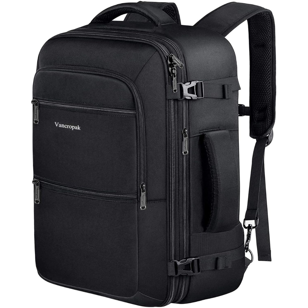 40L Vancropak Expandable X-Large Travel Carry On Backpack (Black)