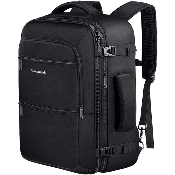 40L Vancropak Expandable X-Large Travel Carry On Backpack (Black)