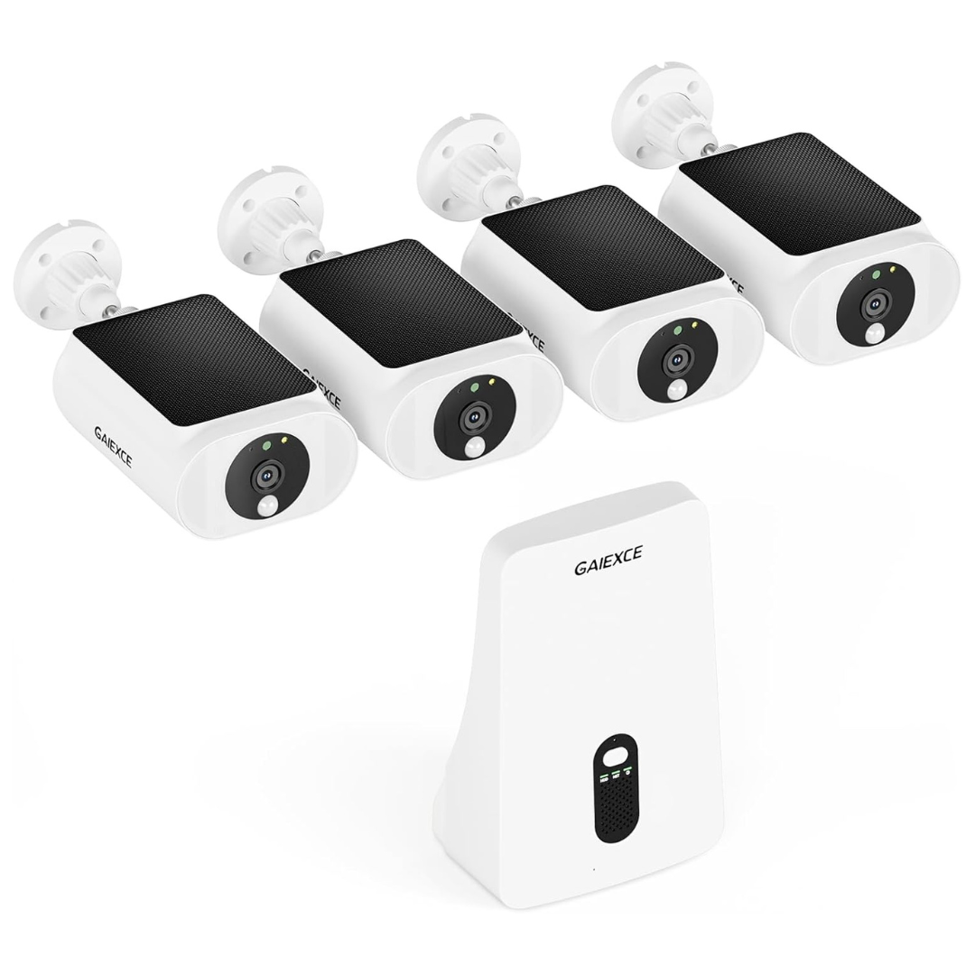 4 Cam Kit Gaiexce Solar Wireless Outdoor Security Cameras