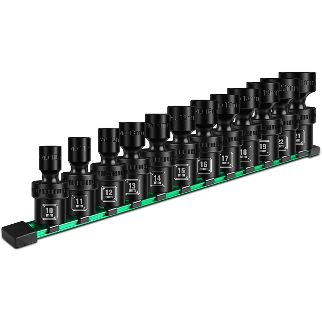 12-Piece Blackrobot 3/8" Drive Shallow Universal Impact Socket Set