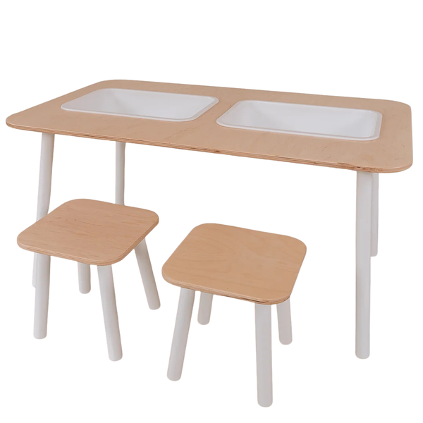 WoodandHearts 3-Piece Sorter Table And Stool Set For Toddlers