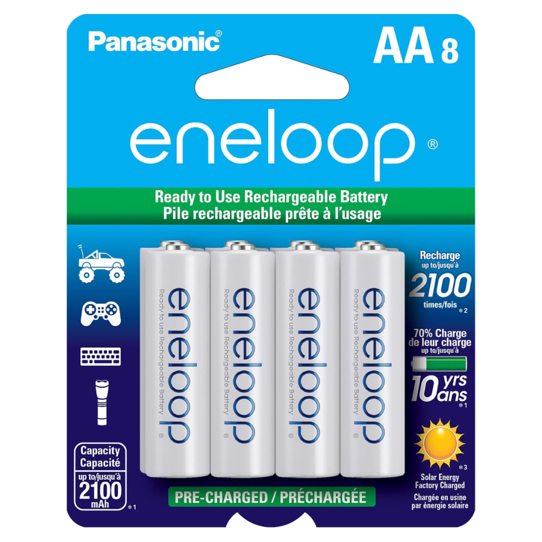 8-Pack Panasonic Eneloop AA 2000mAh Rechargeable Ni-MH Batteries