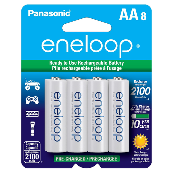 8-Pack Panasonic Eneloop AA 2000mAh Rechargeable Ni-MH Batteries