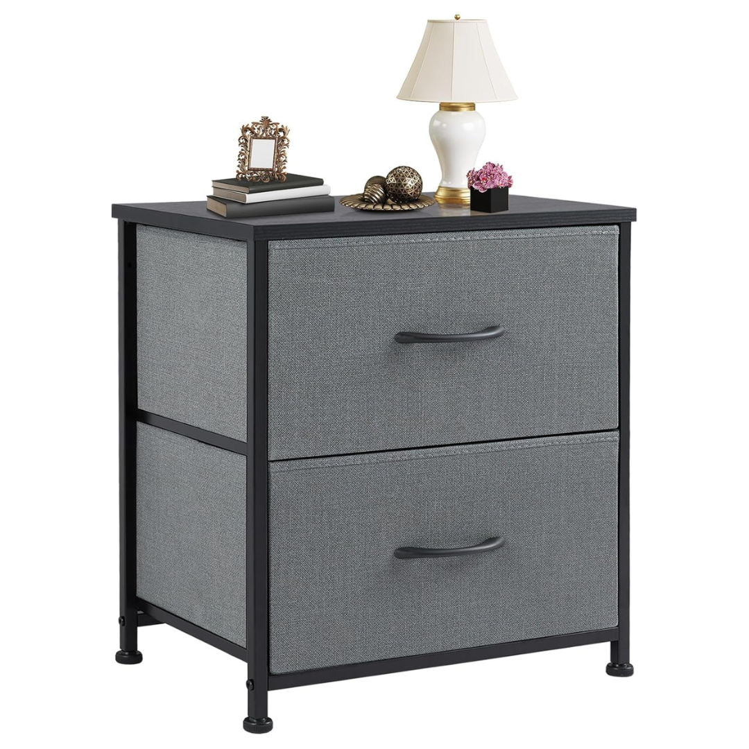Nightstand Small Dresser With 2 Fabric Drawers