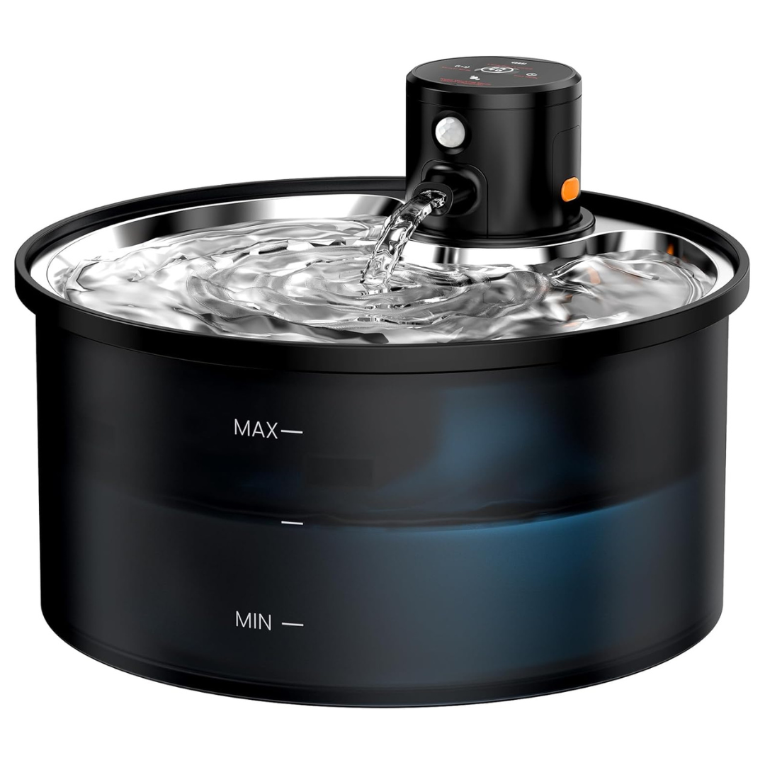 108-Oz Cordless Motion Sensor Cat Water Fountain W/ Filters & Sponges