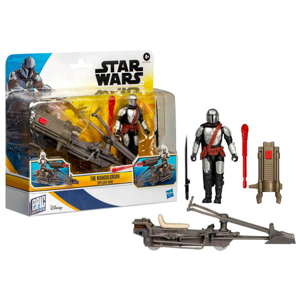 Star Wars Epic 4" World Of Action The Mandalorian & Speeder Bike Toy