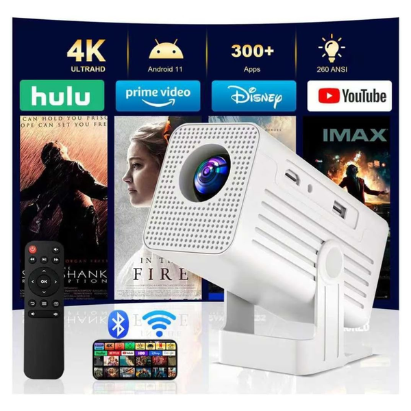 4K Supported Mini Projector With Wifi And Bluetooth