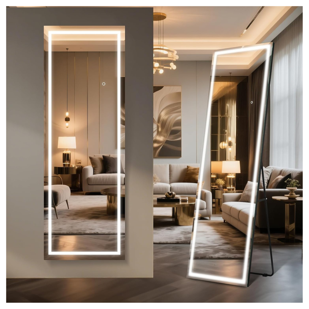 67" x 24" Frameless Dimmable 3 Color LED Tempered Glass Mirror