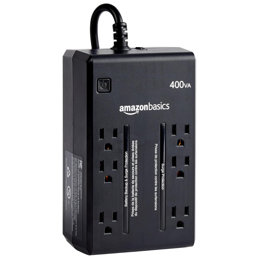 Amazon Basics 6-Outlets Standby UPS 400VA 255W Surge Protector & Battery Backup