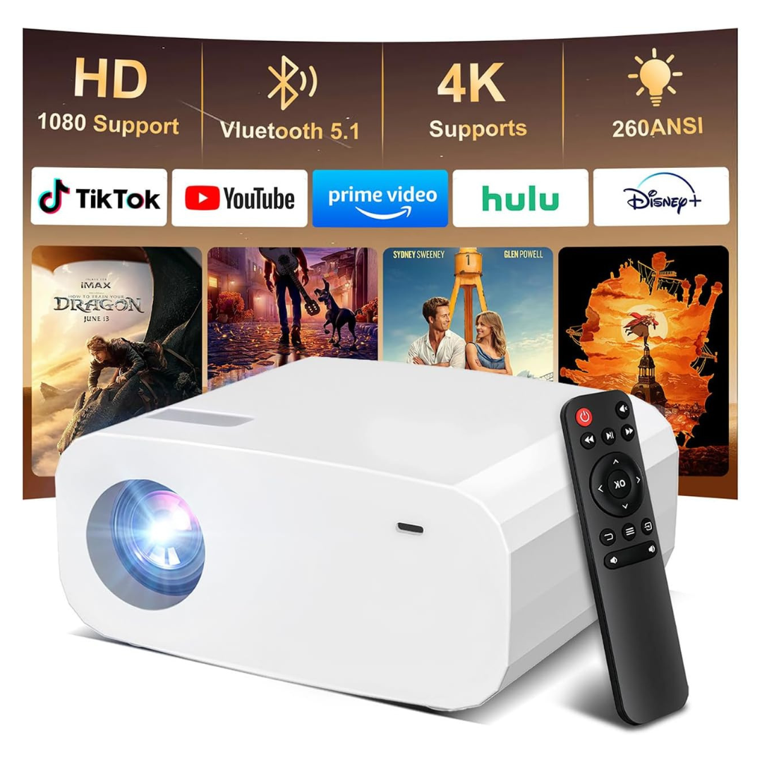 Portable 4K Projector With WiFi And Bluetooth 1080P Support
